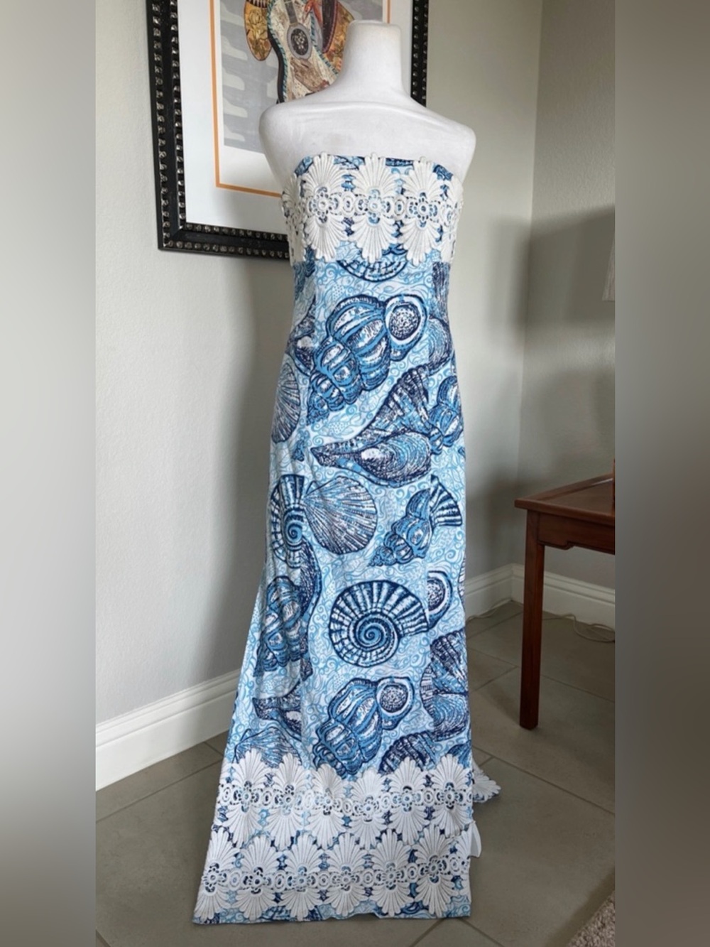 Lilly Pulitzer stuffed shells maxi lace strapless originals dress size 2